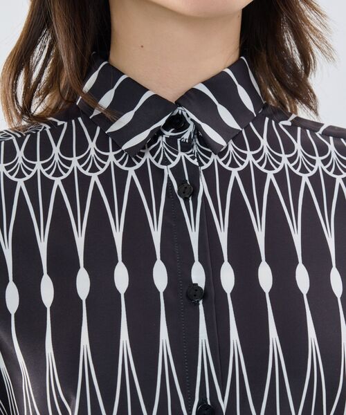 NARACAMICIE / ナラカミーチェ シャツ・ブラウス | 【NARACAMICIE】ライン幾何柄シャツ衿七分袖ブラウス | 詳細4