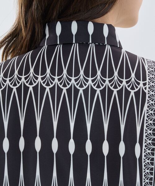 NARACAMICIE / ナラカミーチェ シャツ・ブラウス | 【NARACAMICIE】ライン幾何柄シャツ衿七分袖ブラウス | 詳細5