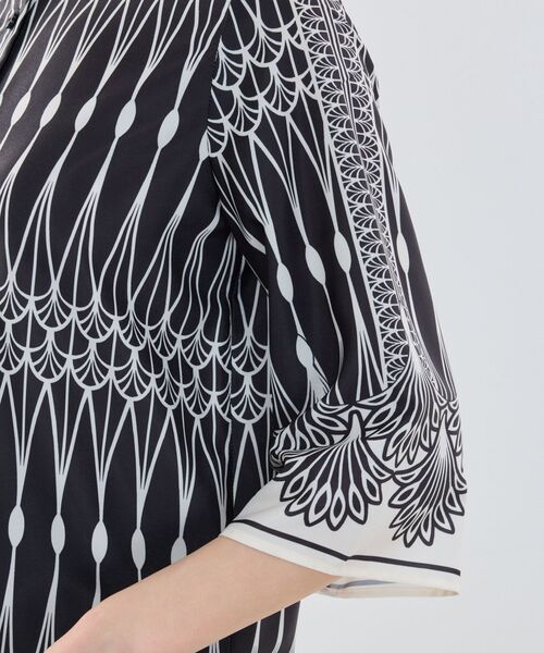 NARACAMICIE / ナラカミーチェ シャツ・ブラウス | 【NARACAMICIE】ライン幾何柄シャツ衿七分袖ブラウス | 詳細7