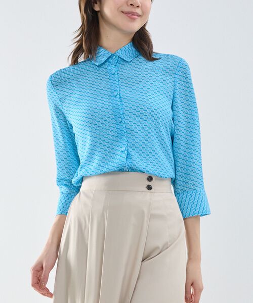 NARACAMICIE / ナラカミーチェ シャツ・ブラウス | 【NARACAMICIE】幾何柄ジョーゼット七分袖シャツ | 詳細2