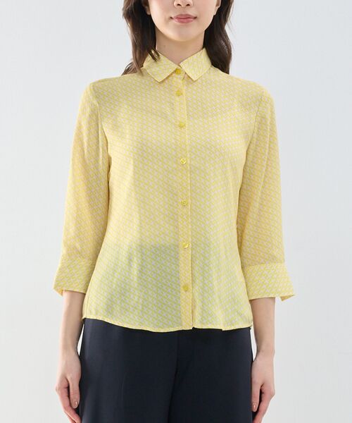 NARACAMICIE / ナラカミーチェ シャツ・ブラウス | 【NARACAMICIE】幾何柄ジョーゼット七分袖シャツ | 詳細3
