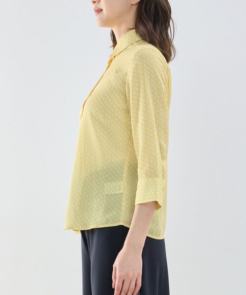 NARACAMICIE / ナラカミーチェ シャツ・ブラウス | 【NARACAMICIE】幾何柄ジョーゼット七分袖シャツ | 詳細4