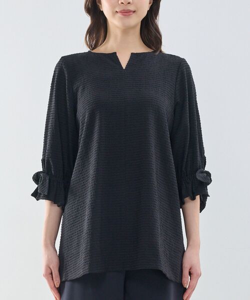 NARACAMICIE / ナラカミーチェ シャツ・ブラウス | 【NARACAMICIE】シュリンクジャガード七分袖プルオーバー | 詳細3