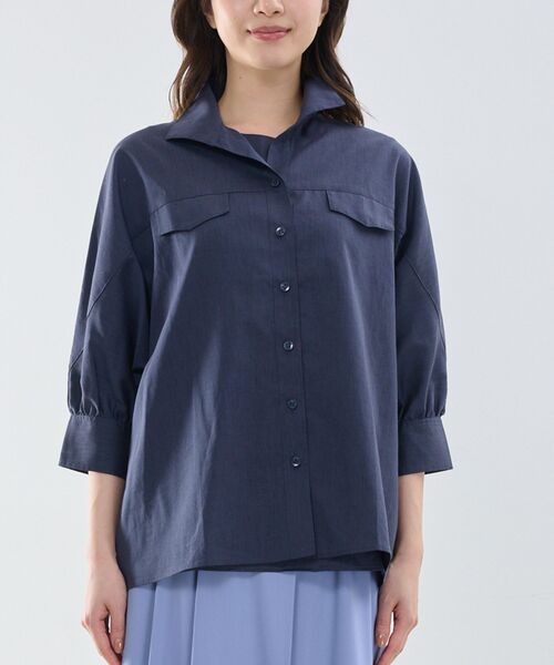 NARACAMICIE / ナラカミーチェ シャツ・ブラウス | 【NARACAMICIE】ポリ麻オーバーサイズ長袖シャツ | 詳細1