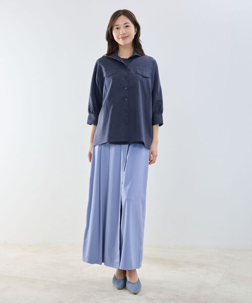 NARACAMICIE / ナラカミーチェ シャツ・ブラウス | 【NARACAMICIE】ポリ麻オーバーサイズ長袖シャツ | 詳細9