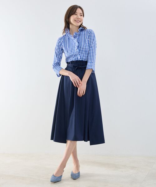 NARACAMICIE / ナラカミーチェ シャツ・ブラウス | 【NARACAMICIE】ギンガムチェックスタンドフリル七分袖シャツ | 詳細12