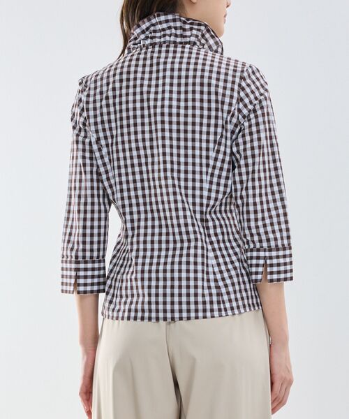 NARACAMICIE / ナラカミーチェ シャツ・ブラウス | 【NARACAMICIE】ギンガムチェックスタンドフリル七分袖シャツ | 詳細6