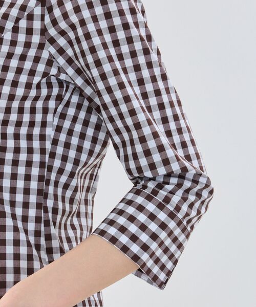 NARACAMICIE / ナラカミーチェ シャツ・ブラウス | 【NARACAMICIE】ギンガムチェックスタンドフリル七分袖シャツ | 詳細9