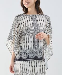 NARACAMICIE / ナラカミーチェ シャツ・ブラウス | 【NARACAMICIE】ライン幾何柄半袖スクエアブラウス