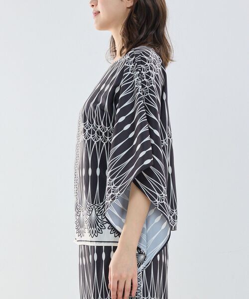 NARACAMICIE / ナラカミーチェ シャツ・ブラウス | 【NARACAMICIE】ライン幾何柄半袖スクエアブラウス | 詳細2