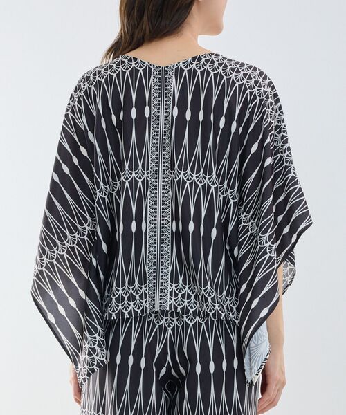 NARACAMICIE / ナラカミーチェ シャツ・ブラウス | 【NARACAMICIE】ライン幾何柄半袖スクエアブラウス | 詳細3