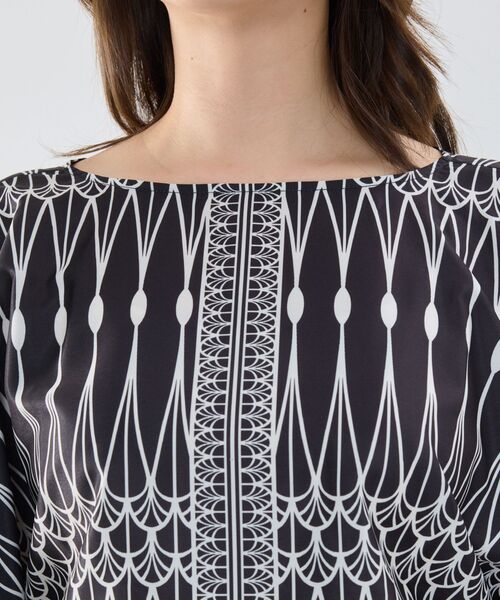 NARACAMICIE / ナラカミーチェ シャツ・ブラウス | 【NARACAMICIE】ライン幾何柄半袖スクエアブラウス | 詳細4