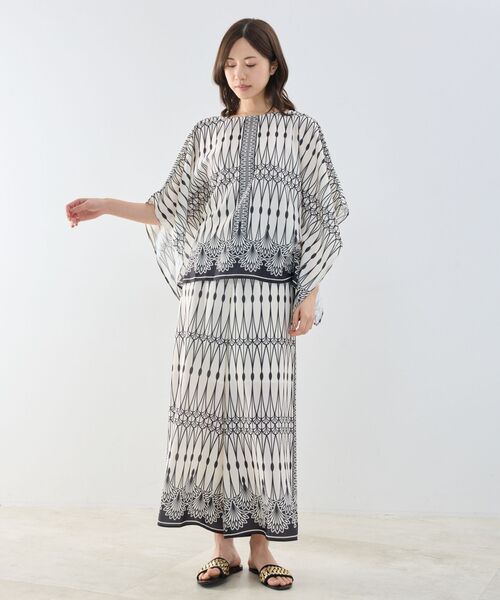 NARACAMICIE / ナラカミーチェ シャツ・ブラウス | 【NARACAMICIE】ライン幾何柄半袖スクエアブラウス | 詳細9