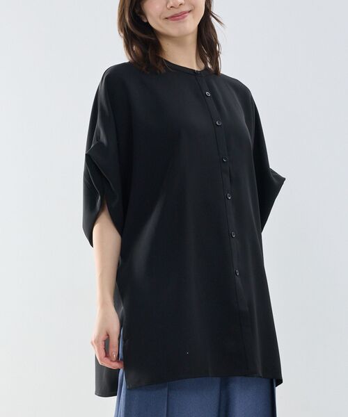 NARACAMICIE / ナラカミーチェ シャツ・ブラウス | 【NARACAMICIE】半袖テントラインブラウス（ブラック）