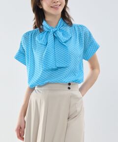 NARACAMICIE / ナラカミーチェ シャツ・ブラウス | 【NARACAMICIE】幾何柄ジョーゼットボウタイ半袖ブラウス