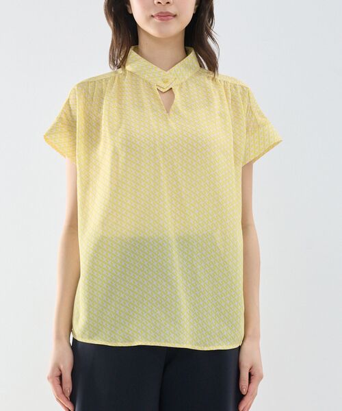 NARACAMICIE / ナラカミーチェ シャツ・ブラウス | 【NARACAMICIE】幾何柄ジョーゼットボウタイ半袖ブラウス | 詳細3