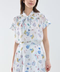 NARACAMICIE / ナラカミーチェ シャツ・ブラウス | 【NARACAMICIE】GENIUS SEA柄ボウタイ半袖ブラウス