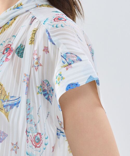 NARACAMICIE / ナラカミーチェ シャツ・ブラウス | 【NARACAMICIE】GENIUS SEA柄ボウタイ半袖ブラウス | 詳細8