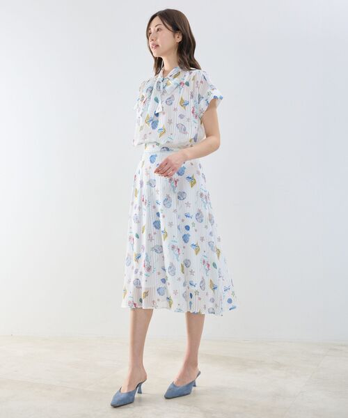 NARACAMICIE / ナラカミーチェ シャツ・ブラウス | 【NARACAMICIE】GENIUS SEA柄ボウタイ半袖ブラウス | 詳細10