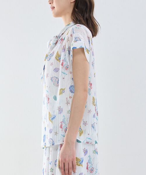 NARACAMICIE / ナラカミーチェ シャツ・ブラウス | 【NARACAMICIE】GENIUS SEA柄ボウタイ半袖ブラウス | 詳細3