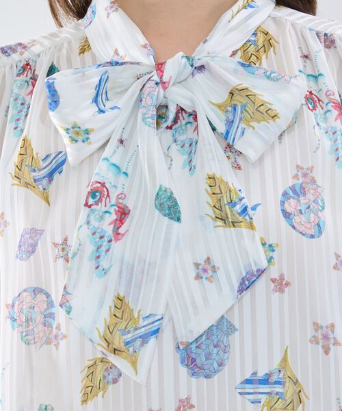 NARACAMICIE / ナラカミーチェ シャツ・ブラウス | 【NARACAMICIE】GENIUS SEA柄ボウタイ半袖ブラウス | 詳細5