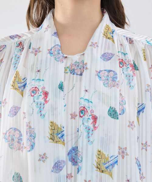 NARACAMICIE / ナラカミーチェ シャツ・ブラウス | 【NARACAMICIE】GENIUS SEA柄ボウタイ半袖ブラウス | 詳細6