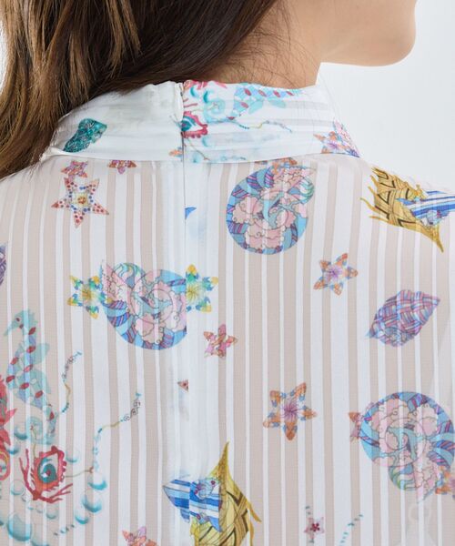 NARACAMICIE / ナラカミーチェ シャツ・ブラウス | 【NARACAMICIE】GENIUS SEA柄ボウタイ半袖ブラウス | 詳細7