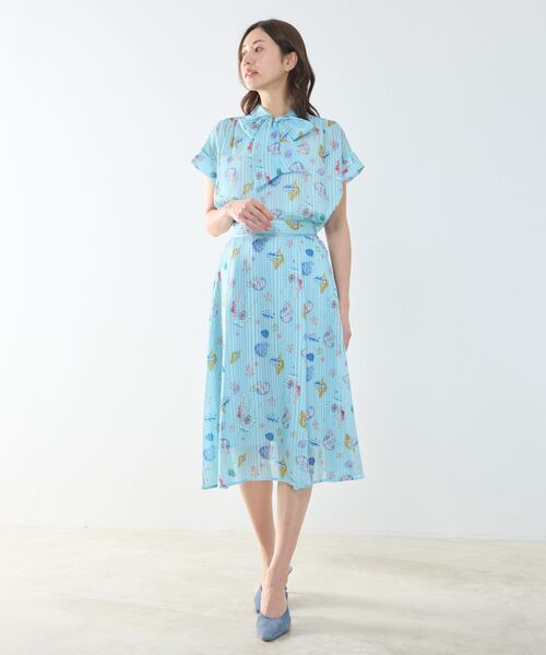 NARACAMICIE / ナラカミーチェ シャツ・ブラウス | 【NARACAMICIE】GENIUS SEA柄ボウタイ半袖ブラウス | 詳細14