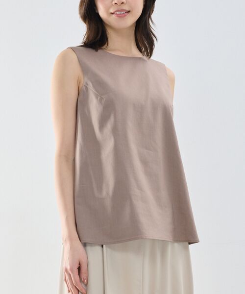 NARACAMICIE / ナラカミーチェ シャツ・ブラウス | 【NARACAMICIE】ポリ麻ノースリーブ（ブラウン）