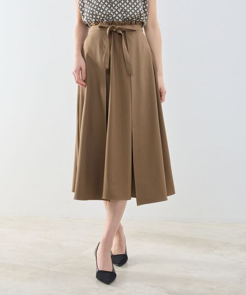 NARACAMICIE / ナラカミーチェ ミニ・ひざ丈スカート | 【NARACAMICIE】リボンラップフレアスカート(ブラウン)