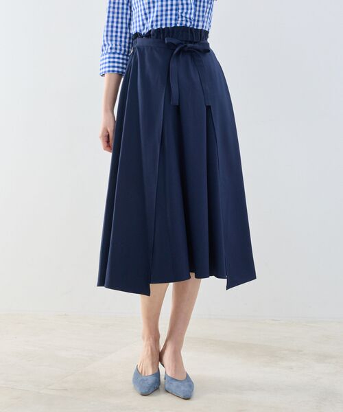 NARACAMICIE / ナラカミーチェ ミニ・ひざ丈スカート | 【NARACAMICIE】リボンラップフレアスカート(ネイビー)