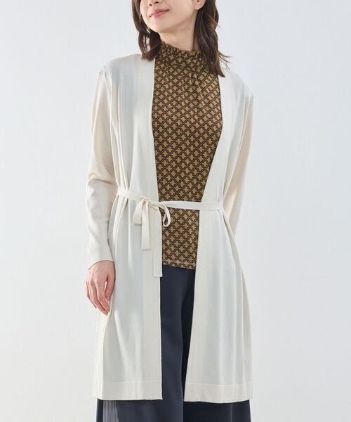 NARACAMICIE / ナラカミーチェ ニット・セーター | 【NARACAMICIE】布帛ドッキングロングカーディガン（オフホワイト）