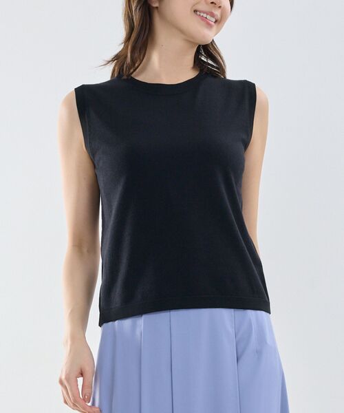 NARACAMICIE / ナラカミーチェ ニット・セーター | 【NARACAMICIE】調温ニットノースリプルオーバー(ブラック)