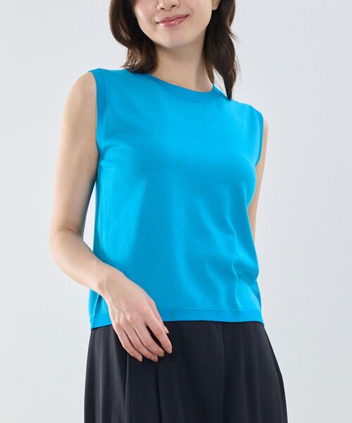 NARACAMICIE / ナラカミーチェ ニット・セーター | 【NARACAMICIE】調温ニットノースリプルオーバー(ブルー)