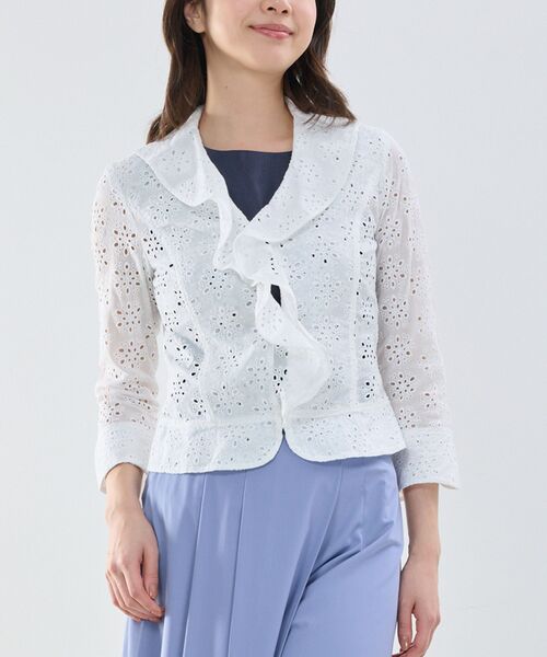 NARACAMICIE / ナラカミーチェ テーラードジャケット | 【NARACAMICIE】アイレットレース長袖ジャケット（ホワイト）