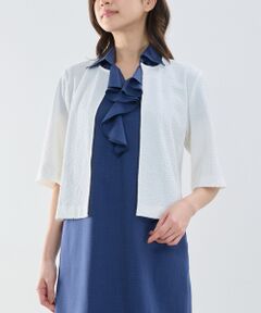 NARACAMICIE / ナラカミーチェ テーラードジャケット | 【NARACAMICIE】シュリンクジャガード六分袖ジャケット