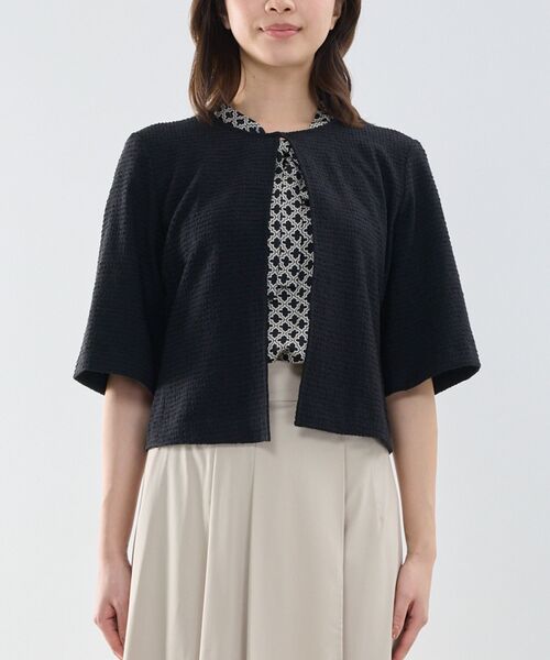 NARACAMICIE / ナラカミーチェ テーラードジャケット | 【NARACAMICIE】シュリンクジャガード六分袖ジャケット | 詳細1