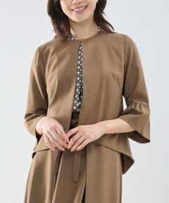 NARACAMICIE / ナラカミーチェ ノーカラージャケット | 【NARACAMICIE】袖フリルノーカラージャケット