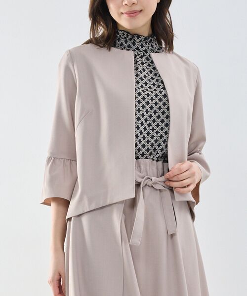 NARACAMICIE / ナラカミーチェ ノーカラージャケット | 【NARACAMICIE】袖フリルノーカラージャケット（ベージュ）