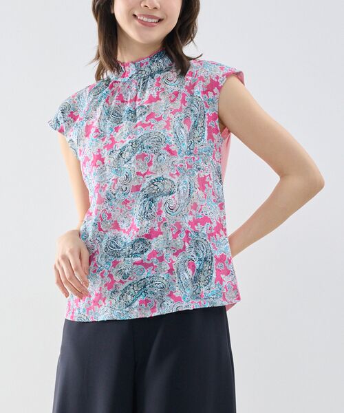 NARACAMICIE / ナラカミーチェ カットソー | 【NARACAMICIE】ペイズリージャガードコンビハイネックトップス（ピンク）