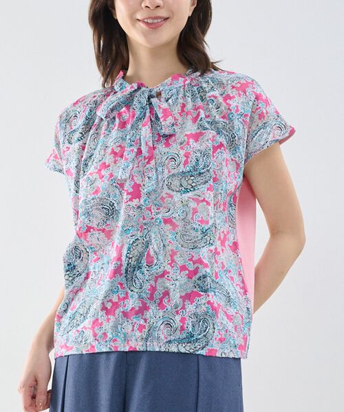 NARACAMICIE / ナラカミーチェ カットソー | 【NARACAMICIE】ペイズリージャガードコンビリボントップス | 詳細2