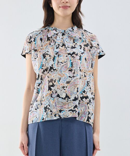NARACAMICIE / ナラカミーチェ カットソー | 【NARACAMICIE】ペイズリージャガードコンビリボントップス | 詳細3