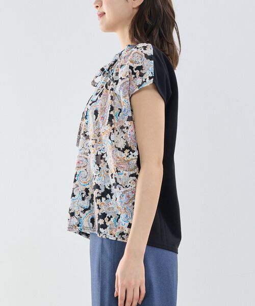NARACAMICIE / ナラカミーチェ カットソー | 【NARACAMICIE】ペイズリージャガードコンビリボントップス | 詳細4