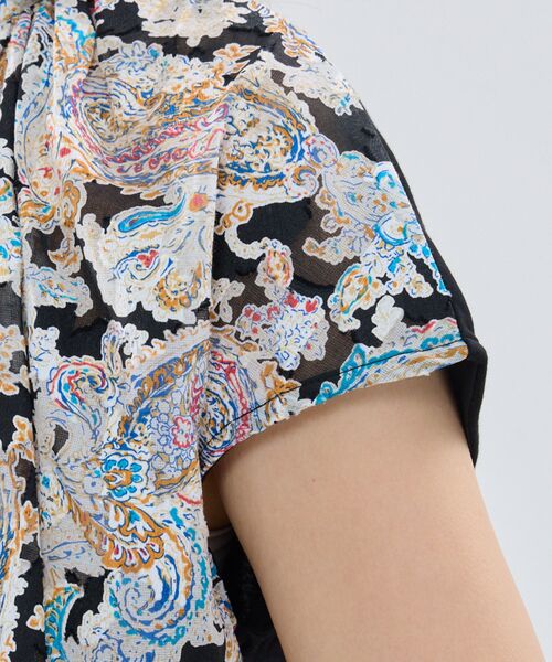 NARACAMICIE / ナラカミーチェ カットソー | 【NARACAMICIE】ペイズリージャガードコンビリボントップス | 詳細9