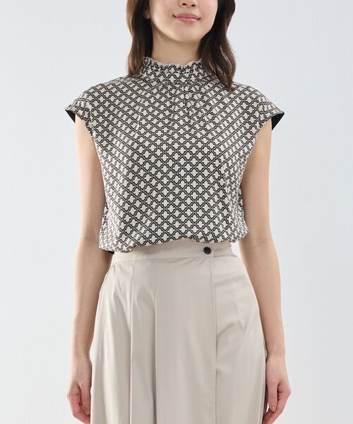 NARACAMICIE / ナラカミーチェ カットソー | 【NARACAMICIE】モロッカンプリントコンビハイネックトップス（ベージュ）