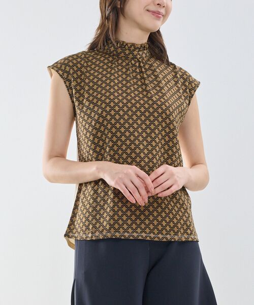NARACAMICIE / ナラカミーチェ カットソー | 【NARACAMICIE】モロッカンプリントコンビハイネックトップス | 詳細3