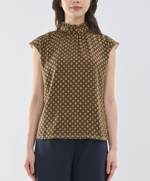 NARACAMICIE / ナラカミーチェ カットソー | 【NARACAMICIE】モロッカンプリントコンビハイネックトップス | 詳細4