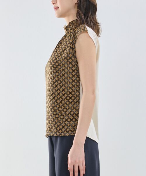 NARACAMICIE / ナラカミーチェ カットソー | 【NARACAMICIE】モロッカンプリントコンビハイネックトップス | 詳細5