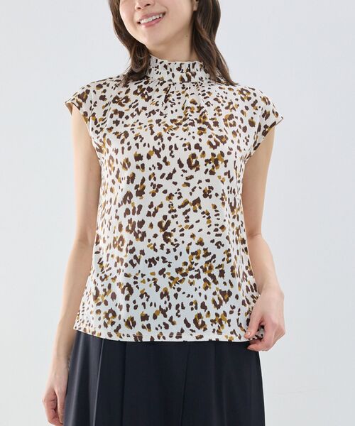 NARACAMICIE / ナラカミーチェ カットソー | 【NARACAMICIE】アニマルプリントコンビハイネックトップス | 詳細2