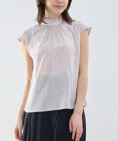 NARACAMICIE / ナラカミーチェ カットソー | 【NARACAMICIE】ラインフラワープリントコンビハイネックトップス